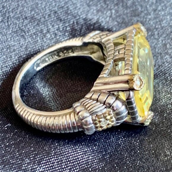 Judith Ripka JR Two 18K and Sterling Canary Crystal Ring - Picture 5 of 7